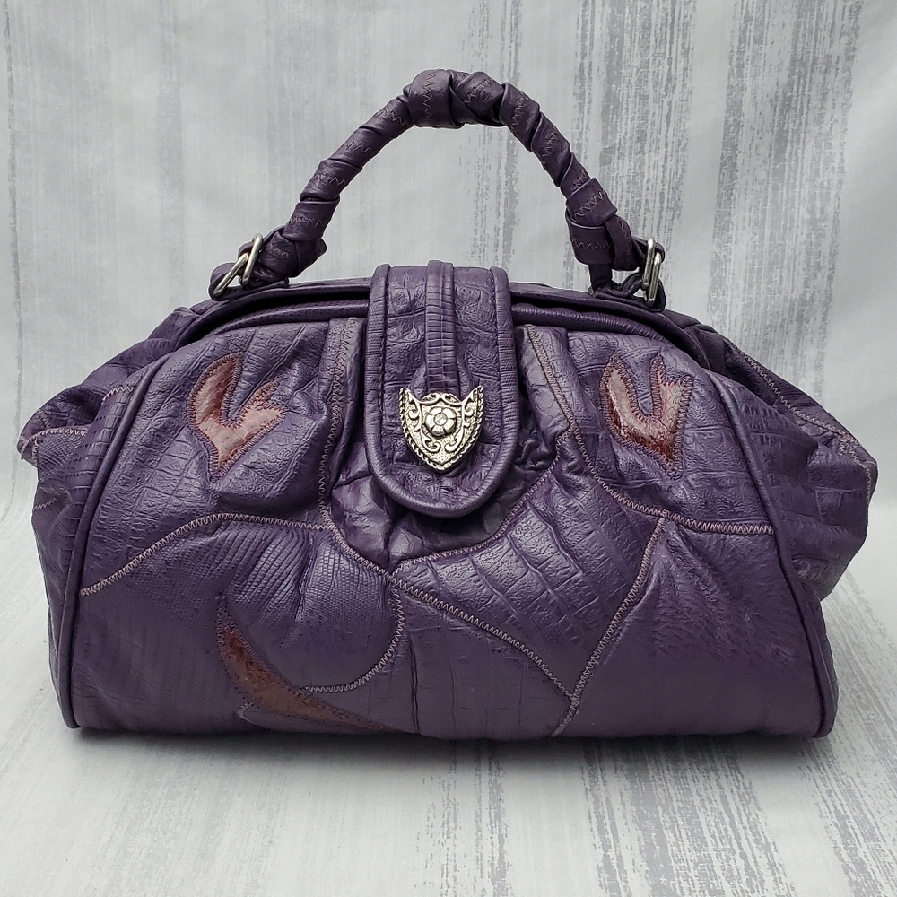 Vintage Purple Patchwork Glam Bag Top Handle